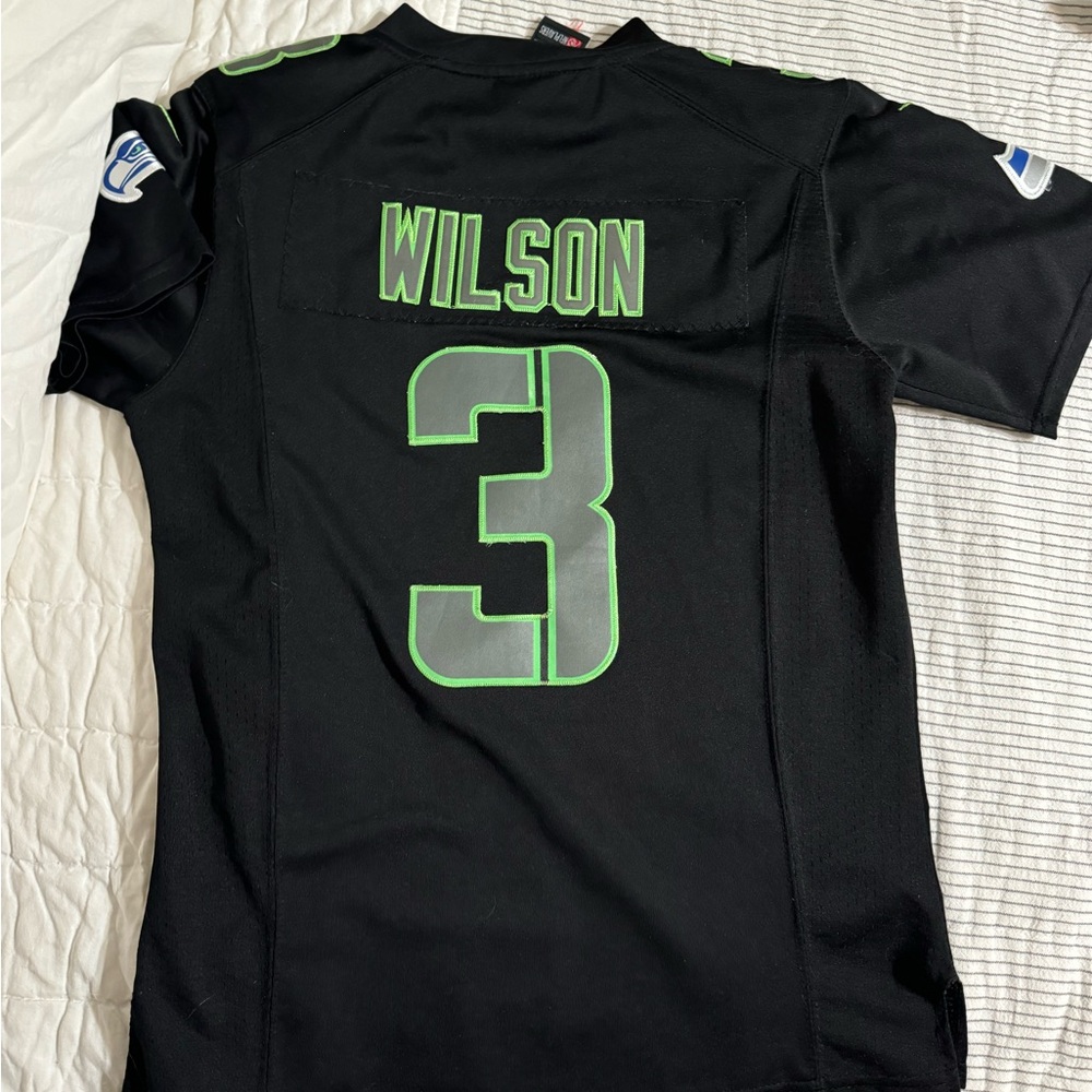 Seattle Seahawks Wilson 3 Black Jersey
